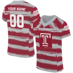 custom temple owls art stripe red jersey best selling