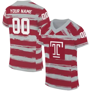 custom temple owls art stripe red jersey best selling