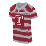 custom temple owls art stripe red jersey best selling