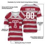 custom temple owls art stripe red jersey best selling