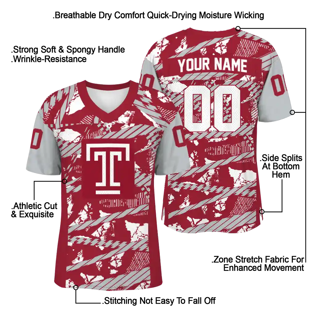 custom temple owls camo shatter red jersey latest model custom temple owls camo shatter red jersey latest model