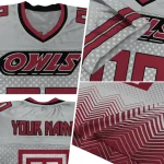 custom temple owls halftone sweep silver black jersey best selling