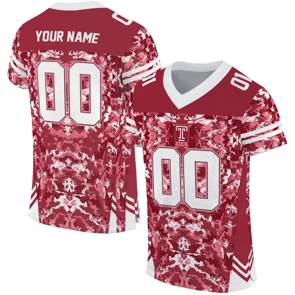 custom temple owls mirrored pattern red jersey best selling custom temple owls mirrored pattern red jersey best selling