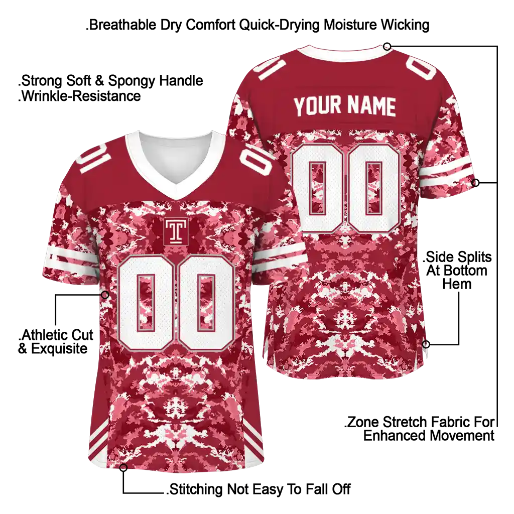 custom temple owls mirrored pattern red jersey latest model custom temple owls mirrored pattern red jersey latest model