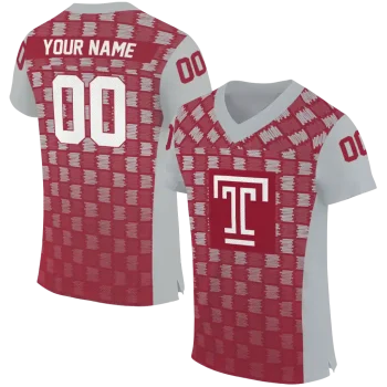 custom temple owls stacked rectangle red jersey best selling