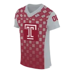 custom temple owls stacked rectangle red jersey best selling