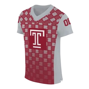 custom temple owls stacked rectangle red jersey fashion forward