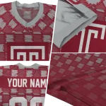 custom temple owls stacked rectangle red jersey best selling