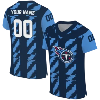 custom tennessee titans stripe block navy jersey best selling