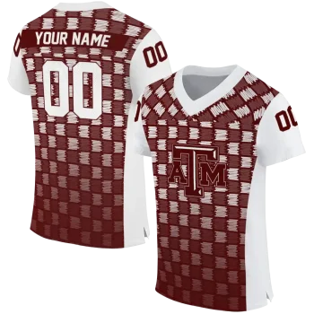 custom texas am aggies stacked rectangle maroon jersey best selling