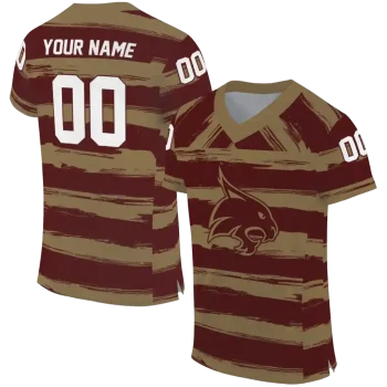custom texas state bobcats art stripe maroon jersey best selling