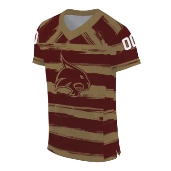 custom texas state bobcats art stripe maroon jersey fashion forward