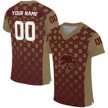 custom texas state bobcats stacked rectangle maroon jersey best selling