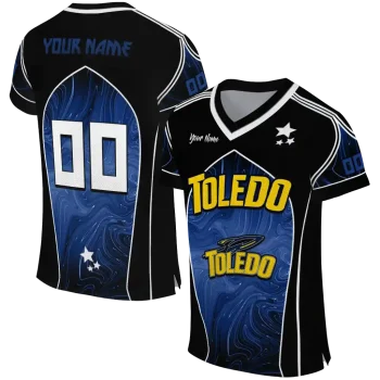 custom toledo rockets halftone slant blue black jersey best selling