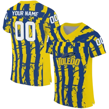custom toledo rockets stripe splatter blue jersey best selling