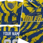 custom toledo rockets stripe splatter blue jersey best selling
