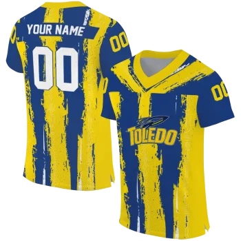 custom toledo rockets striped texture blue jersey best selling