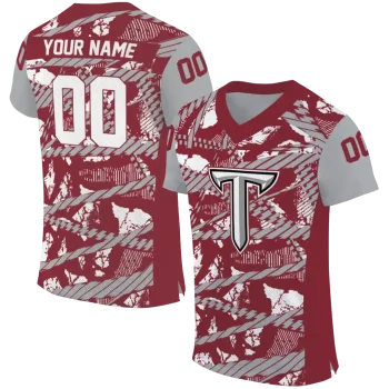 custom troy trojans camo shatter red jersey best selling