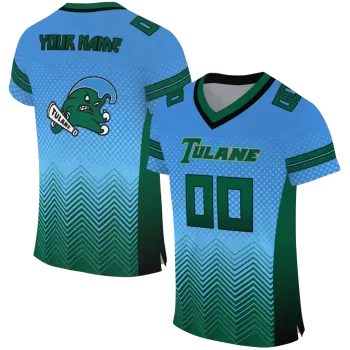 custom tulane green wave halftone sweep blue black jersey best selling