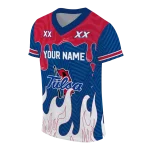 custom tulsa golden hurricane dripping flames blue white jersey best selling