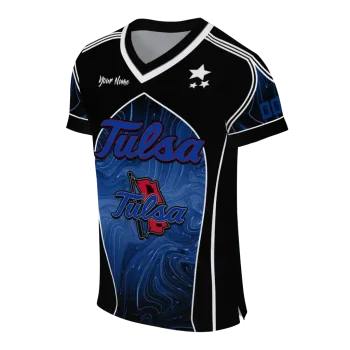 custom tulsa golden hurricane halftone slant blue black jersey fashion forward