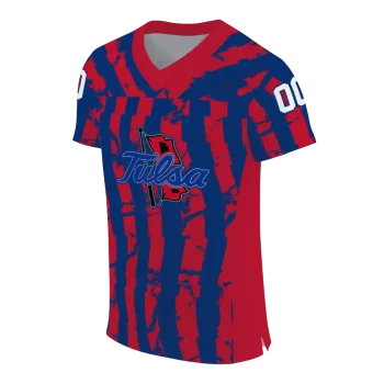 custom tulsa golden hurricane stripe splatter blue jersey fashion forward