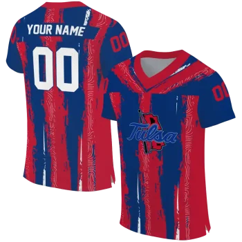 custom tulsa golden hurricane striped texture blue jersey best selling
