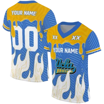 custom ucla bruins dripping flames blue white jersey best selling