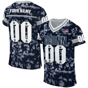 custom uconn huskies camouflage abstract blue jersey best selling