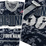 custom uconn huskies camouflage abstract blue jersey best selling