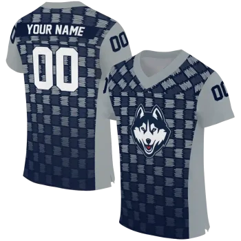 custom uconn huskies stacked rectangle blue jersey best selling