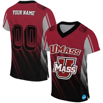 custom umass minutemen halftone flow red black jersey best selling