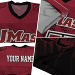 custom umass minutemen halftone flow red black jersey best selling