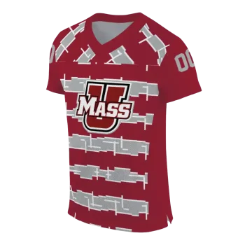 custom umass minutemen layered grids red jersey fashion forward