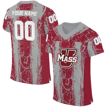 custom umass minutemen rugged stripes red jersey best selling