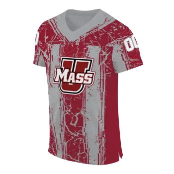 custom umass minutemen rugged stripes red jersey fashion forward
