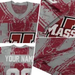 custom umass minutemen rugged stripes red jersey best selling