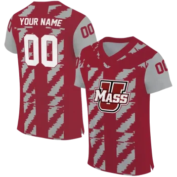 custom umass minutemen stripe block red jersey best selling