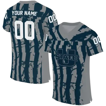 custom utah state aggies stripe splatter navy jersey best selling