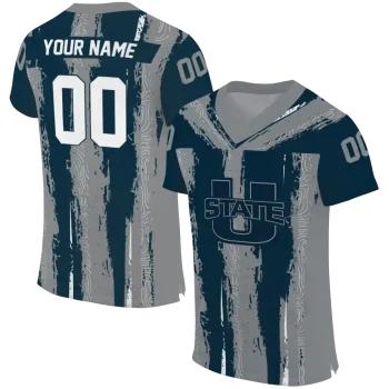 custom utah state aggies striped texture navy jersey best selling
