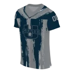 custom utah state aggies striped texture navy jersey best selling
