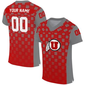 custom utah utes stacked rectangle red jersey best selling