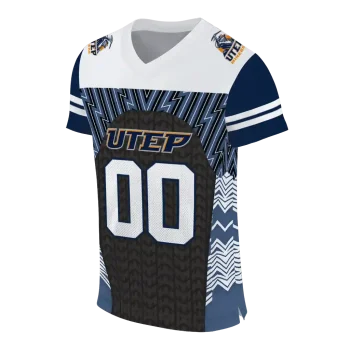 custom utep miners tire arrows blue black white jersey fashion forward