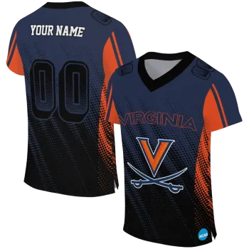 custom virginia cavaliers halftone flow blue black jersey best selling