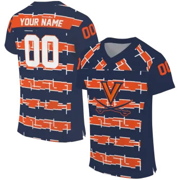 custom virginia cavaliers layered grids blue jersey best selling