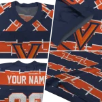 custom virginia cavaliers layered grids blue jersey best selling