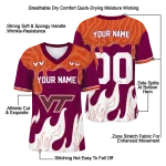 custom virginia tech hokies dripping flames maroon white jersey best selling