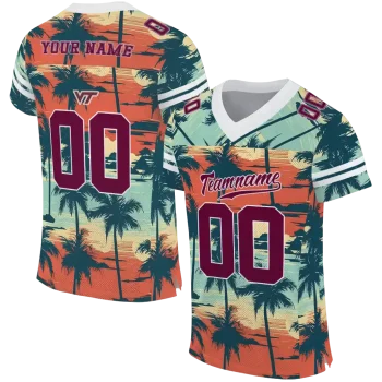 custom virginia tech hokies horizon palm sunset jersey best selling