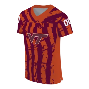 custom virginia tech hokies stripe splatter maroon jersey fashion forward