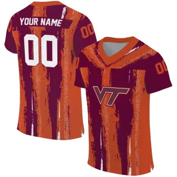 custom virginia tech hokies striped texture maroon jersey best selling